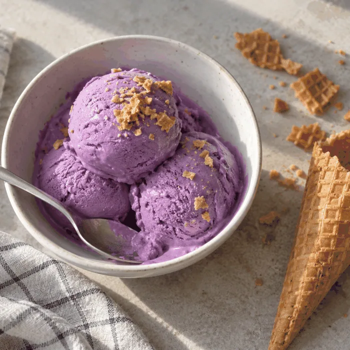 Recept Ube-glass: Krämig lila jamsglass