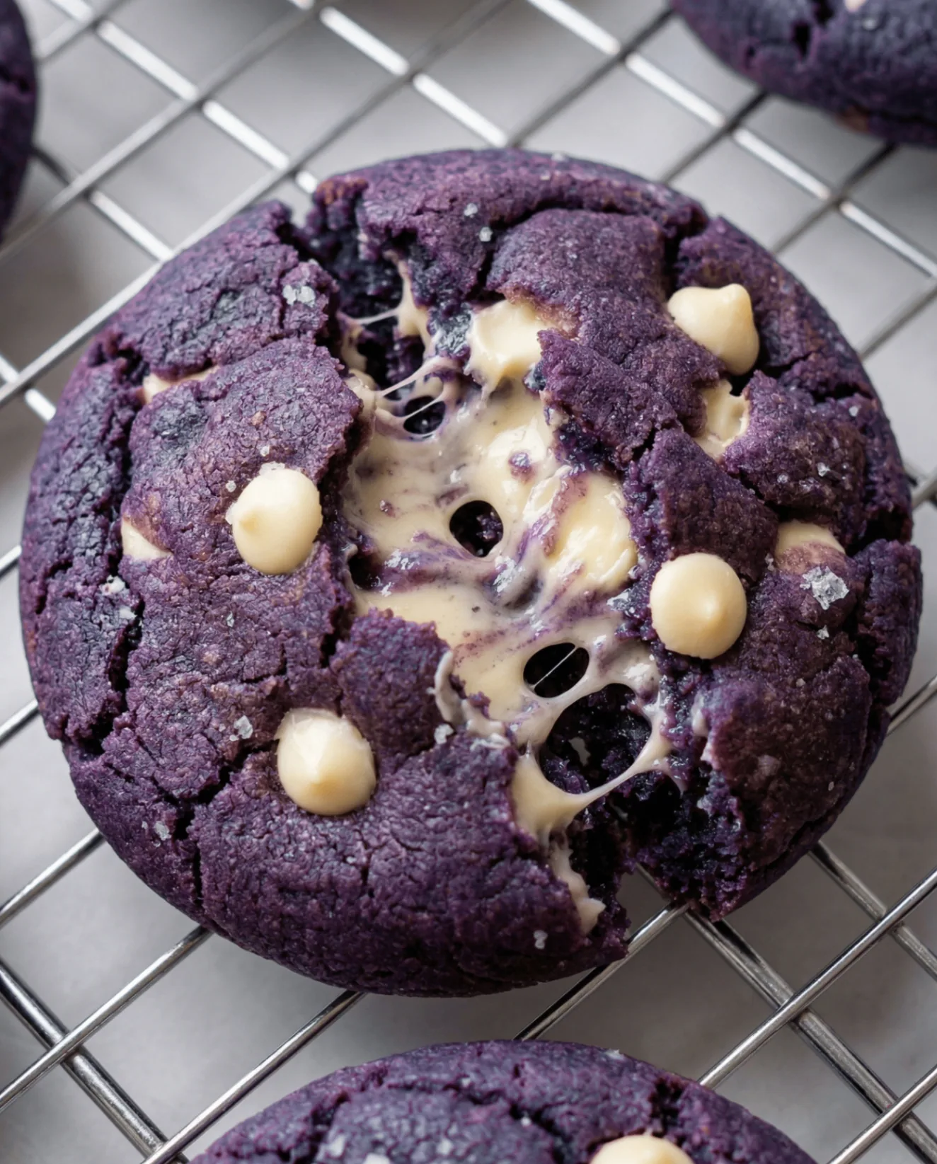 Ube-kakor med vit choklad