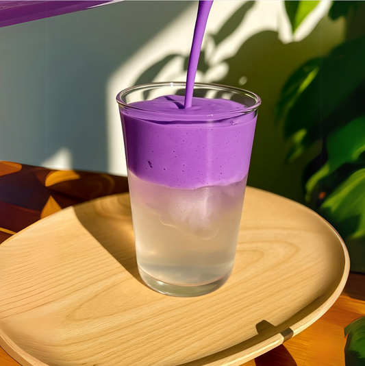 Recette Ube Latte et mousse de noix de coco